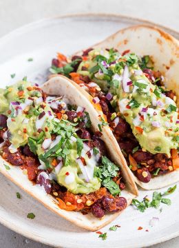 plate of mixed bean tacos